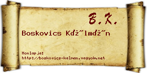 Boskovics Kálmán névjegykártya